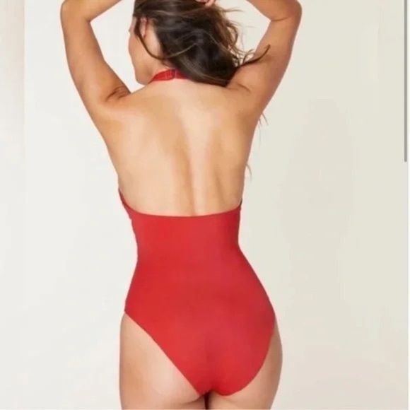 NEW Andie Swim The Luzon One Piece In Chili Pepper Open Back Swimsuit Size L - Picture 6 of 12
